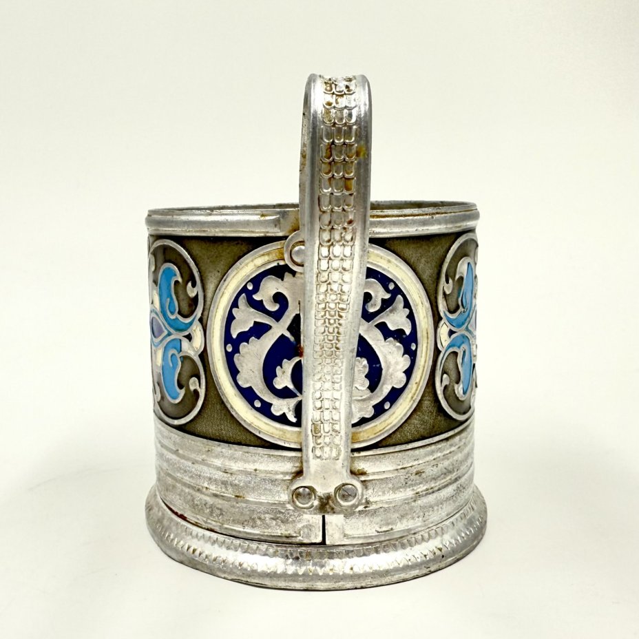 Подстаканник с флоральным узором, алюминий, эмаль, УПП Всероссийского общества глухих, СССР, 1960-1990 гг., УПП Всероссийского общества глухих
