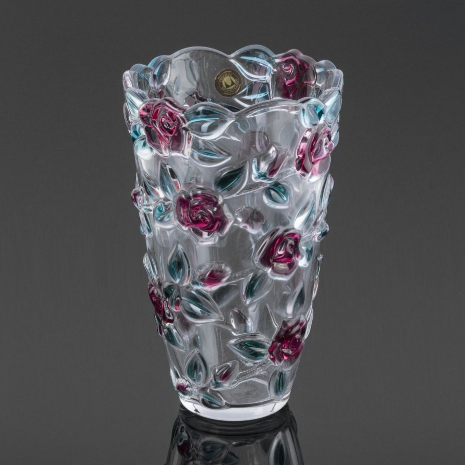 Ваза "Татьяна" с декором в виде роз (в оригинальной коробке), Walther Glas