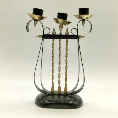 Подсвечник фигурный "Арфа" на три свечи, Московский машиностроительный завод «Салют», сплав металлов, крашение, СССР, 1970-1990 гг.