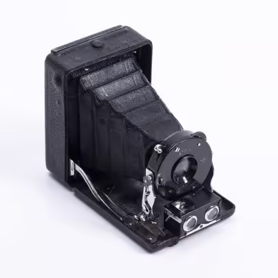 Фотоаппарат для фотопластинок со складным механизмом "Ica. Atom" (модель "Atom B"), металл, ледерин, компания "Ica Akt. Ges. Dresden",  Германия, 1909-1926 гг., Ica Akt. Ges. Dresden