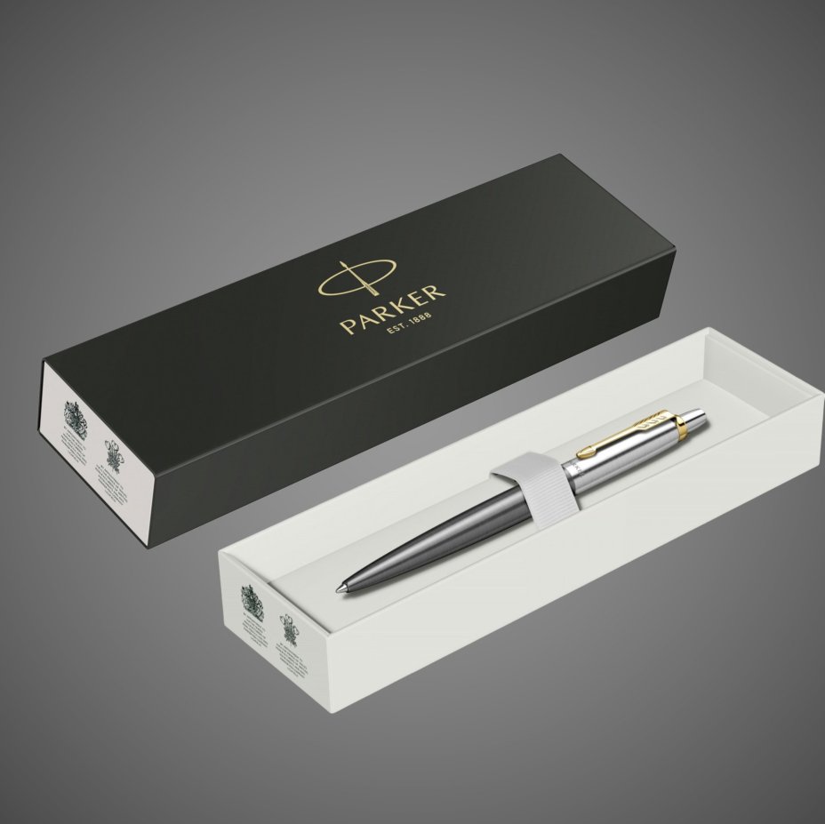 Шариковая ручка Parker Jotter Grey Core GT Mblue в подарочной коробке, Металлы: нержавеющая сталь, пластик