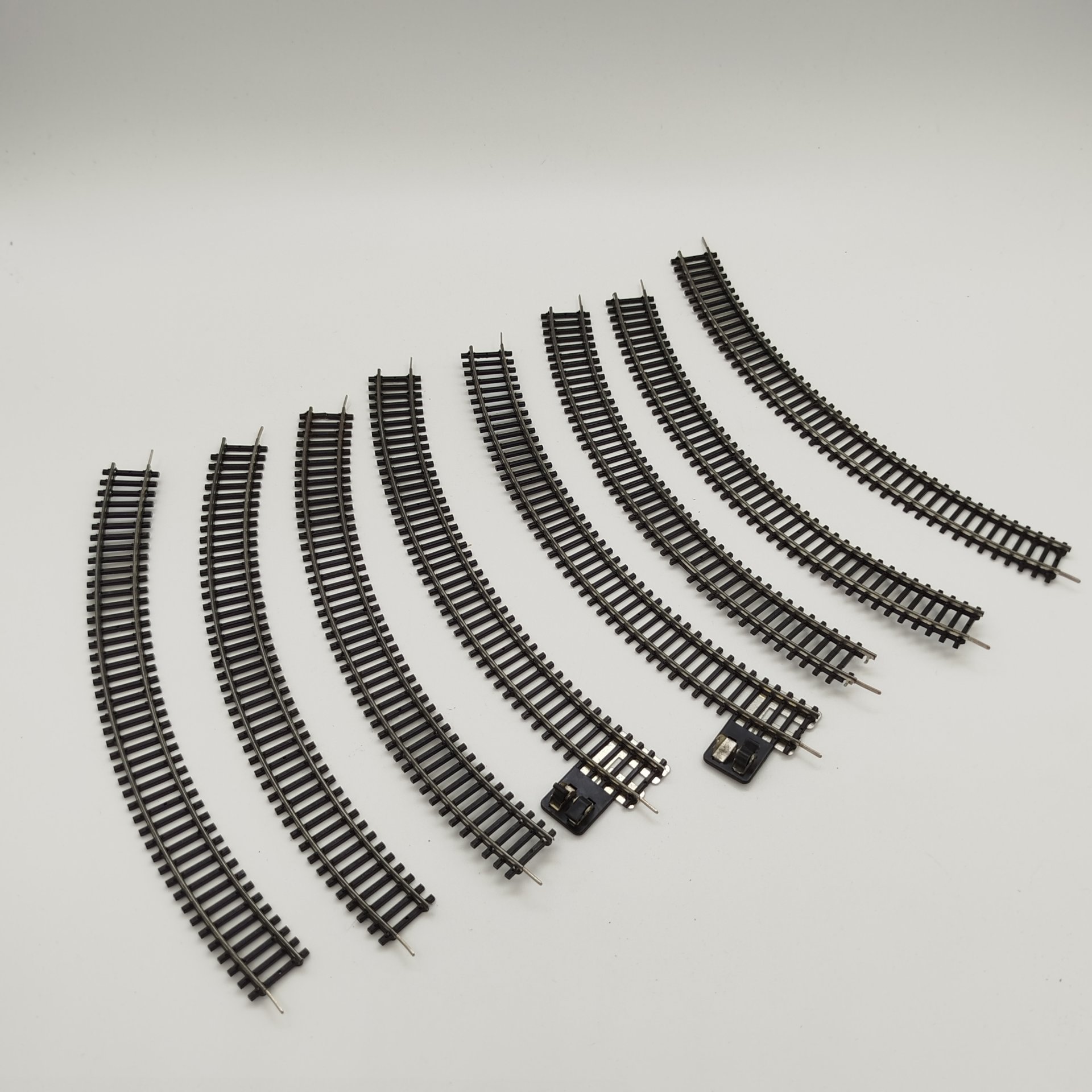 Набор из восьми рельс для железной дороги 9 мм., пластик, металл, Piko, ГДР, 1970-1980 гг.