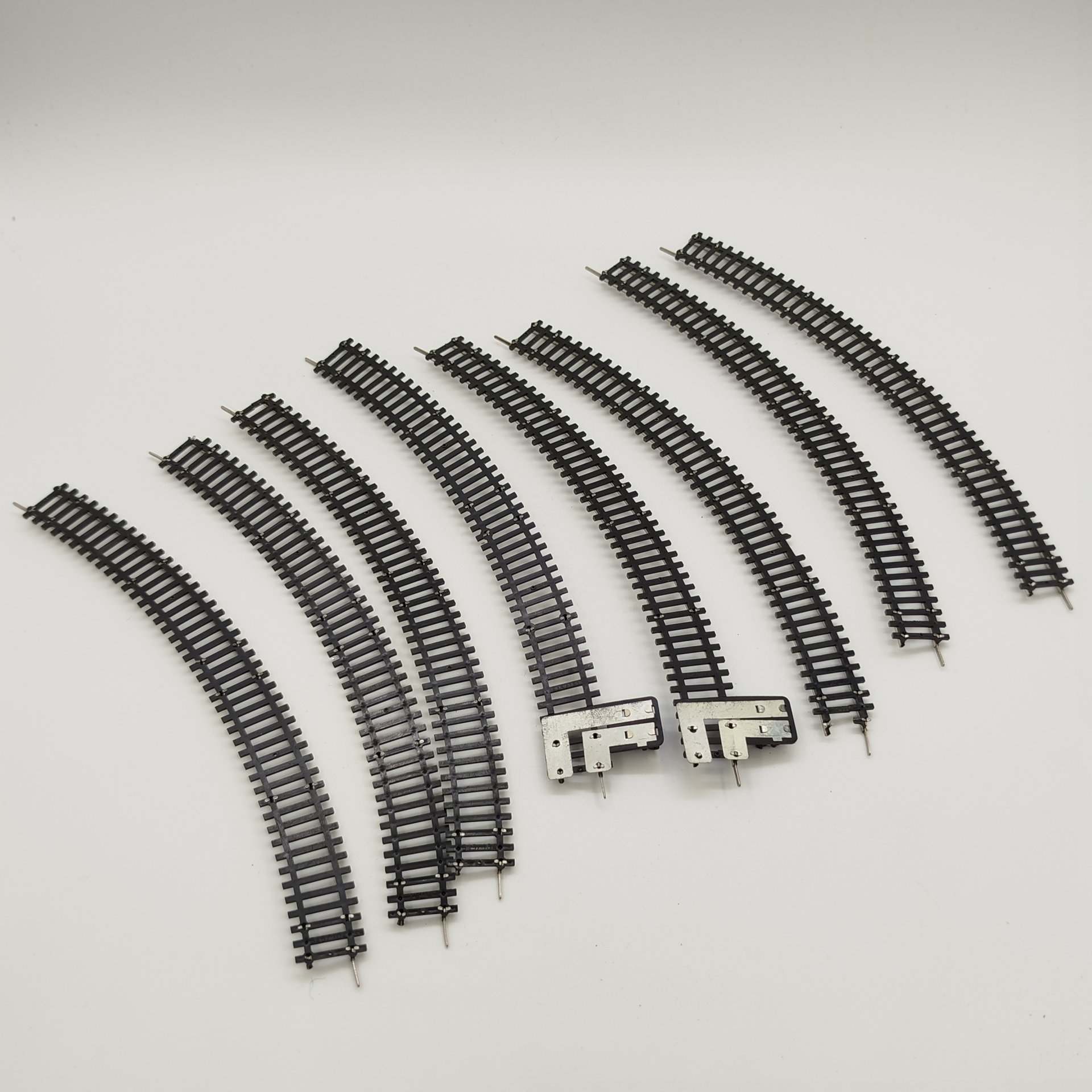 Набор из восьми рельс для железной дороги 9 мм., пластик, металл, Piko, ГДР, 1970-1980 гг.