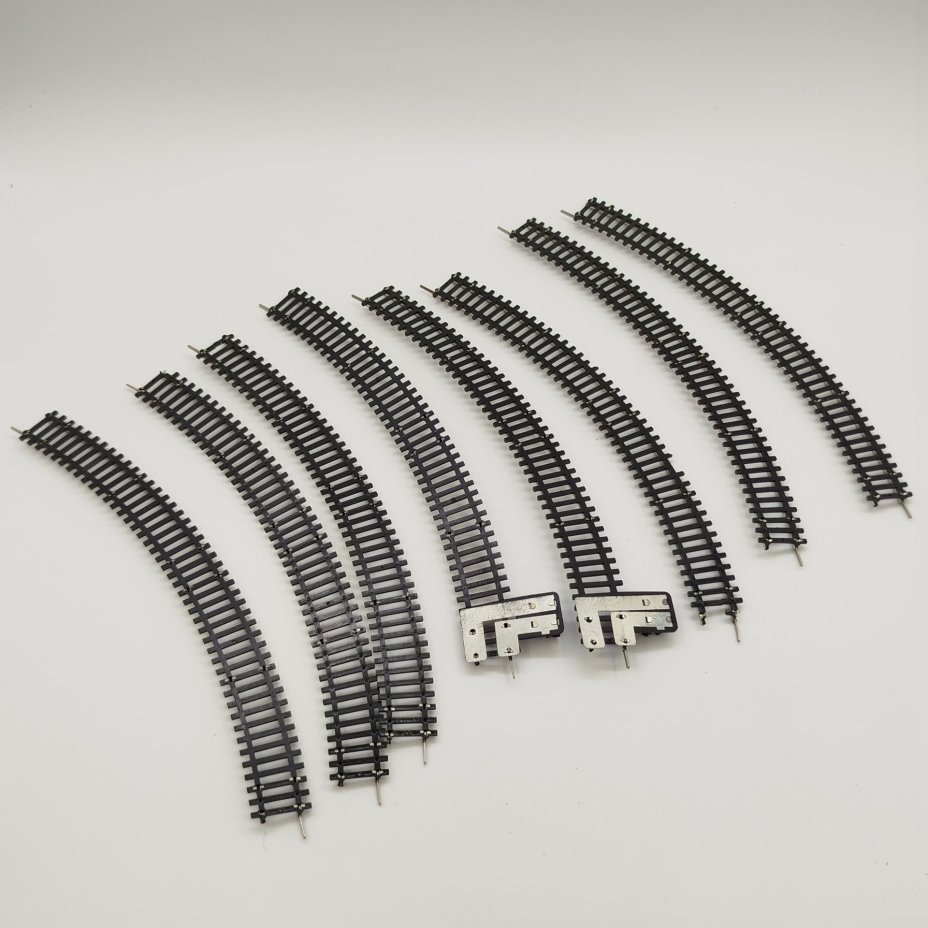 Набор из восьми рельс для железной дороги 9 мм., пластик, металл, Piko, ГДР, 1970-1980 гг.
