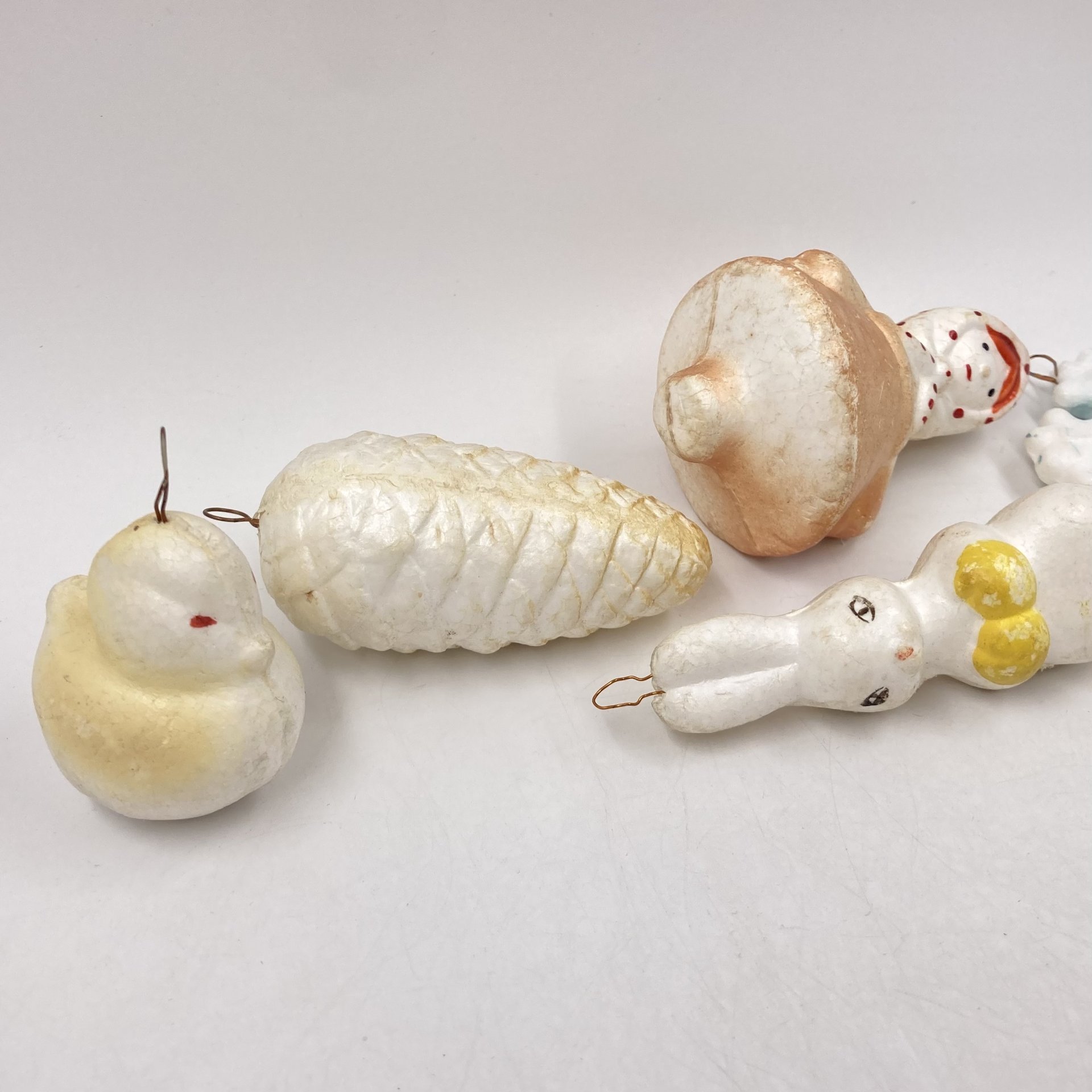 Набор из 5 винтажных ёлочных игрушек в подборе, пенопласт, СССР, 1950-1980 гг.