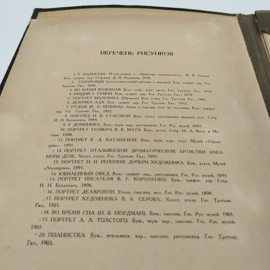 Альбом "И. Репин. 20 рисунков. Вступительная статья А.В. Бакушинского", бумага, печать, Издательство «Искусство», СССР, 1937 г.