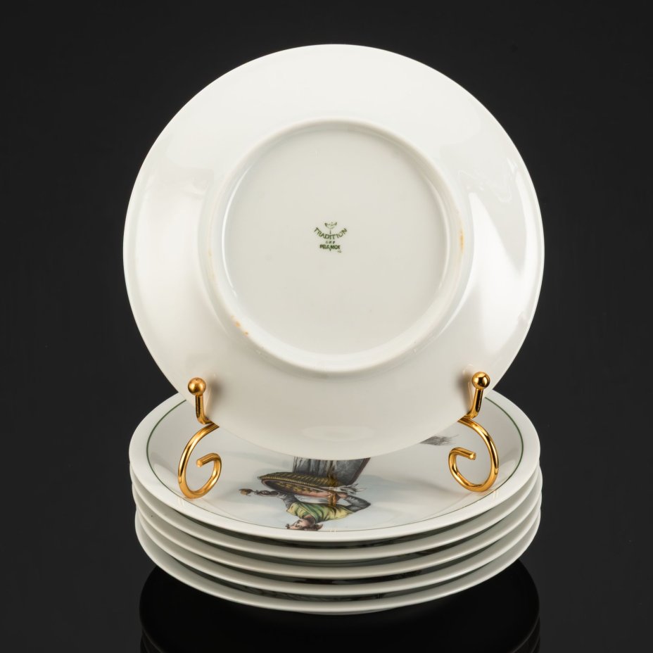 Набор десертных тарелок из серии "Métiers du Vieux Paris" ("Профессии старого Парижа") на 6 персон в оригинальной коробке, Tradition CNP