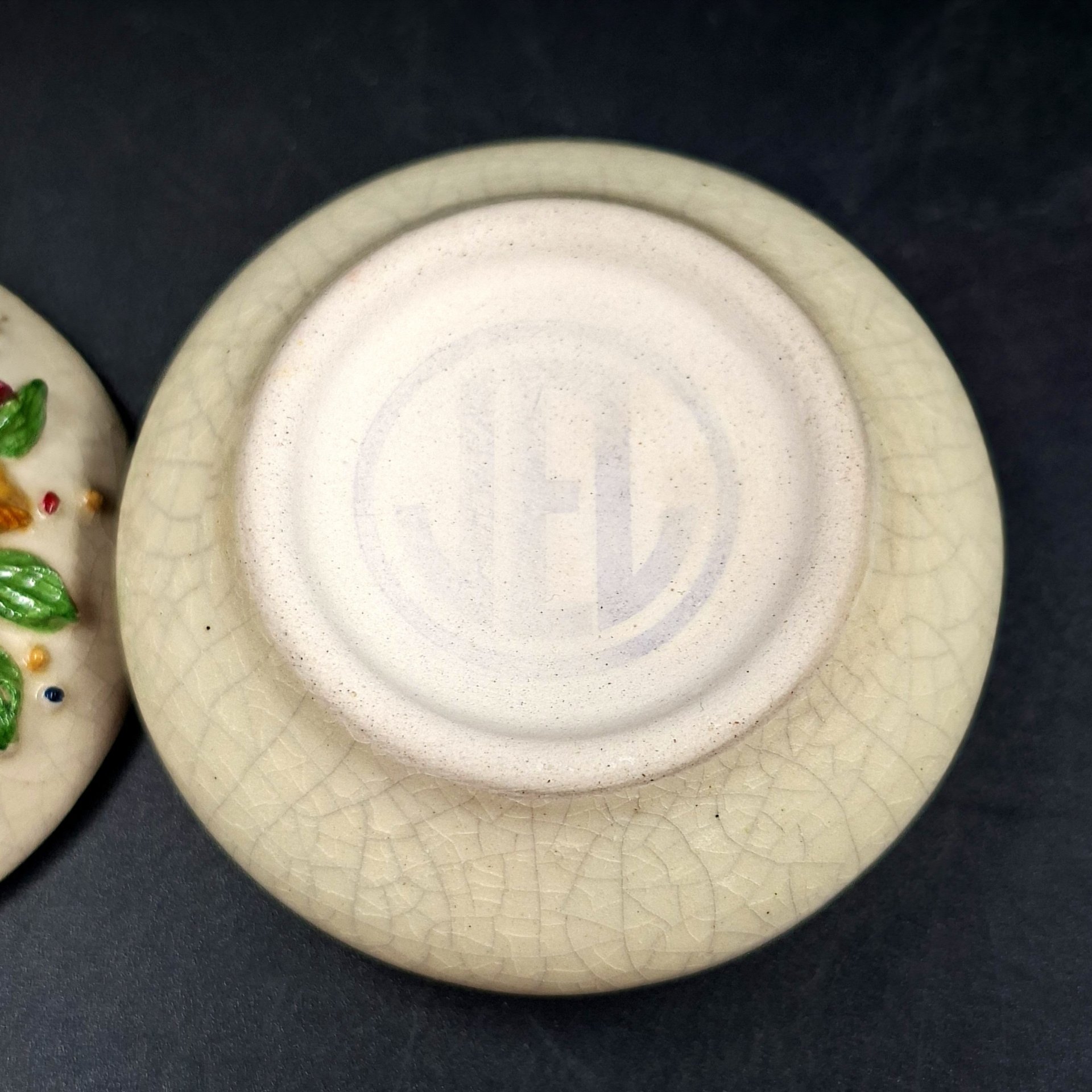 Шкатулочка с цветочным декором и эффектом кракле, в коробке, керамика, роспись, картон, Европа, 1990-2010 гг.