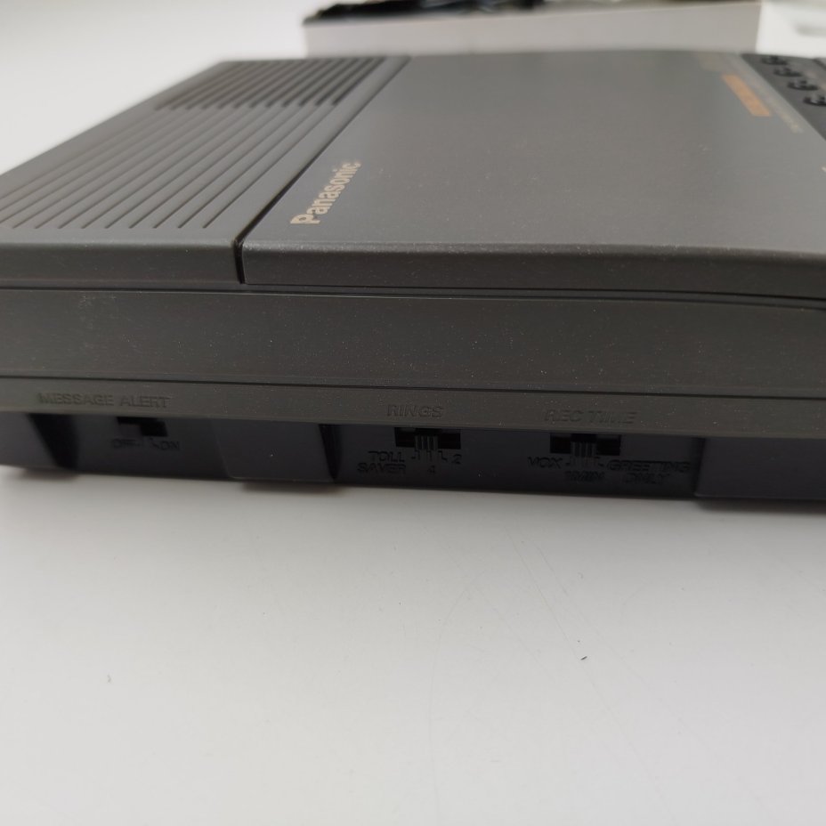 Автоответчик микрокассетный "KX-T5101BX" в оригинальной коробке и документами, Panasonic, пластик, металл, картон, бумага, Япония, 1995-1997 гг.