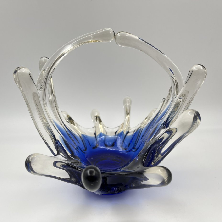 Корзиночка (конфетница) "Медуза", стекло, гутная техника, СССР, 1970-1990 гг.