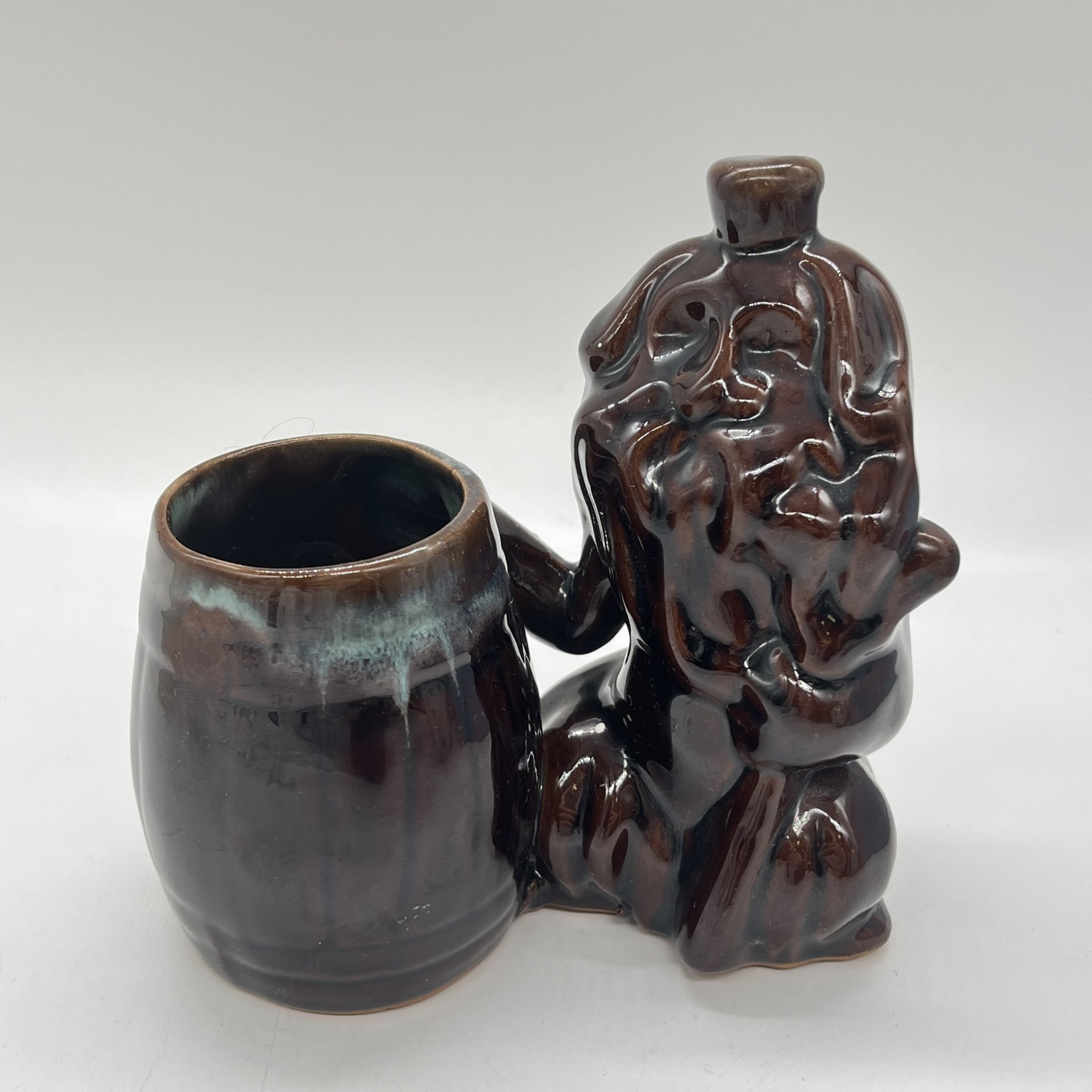 Карандашница "Лесной старичок", керамика, глазурь, цветные поливы, СССР, 1970-1990 гг.