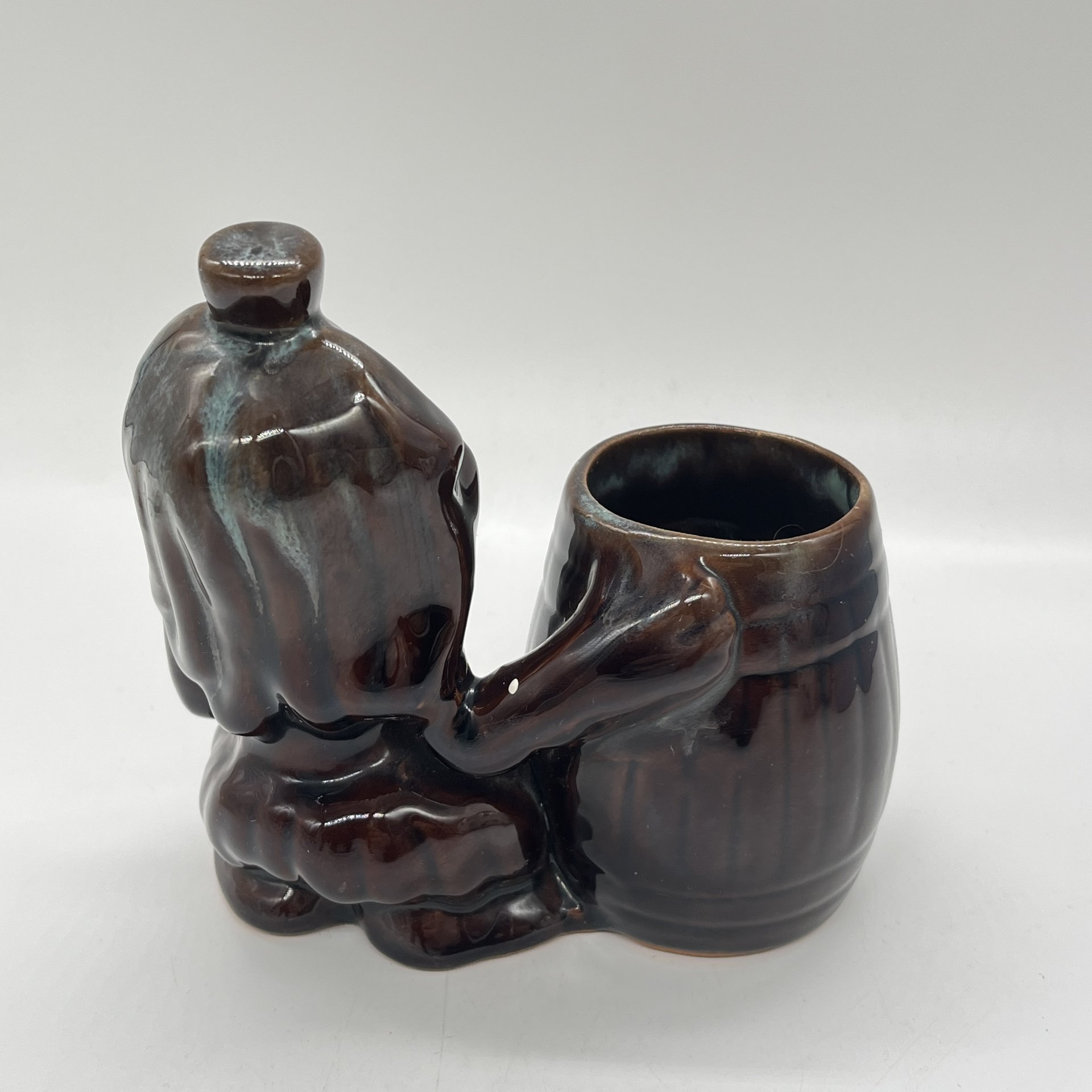 Карандашница "Лесной старичок", керамика, глазурь, цветные поливы, СССР, 1970-1990 гг.