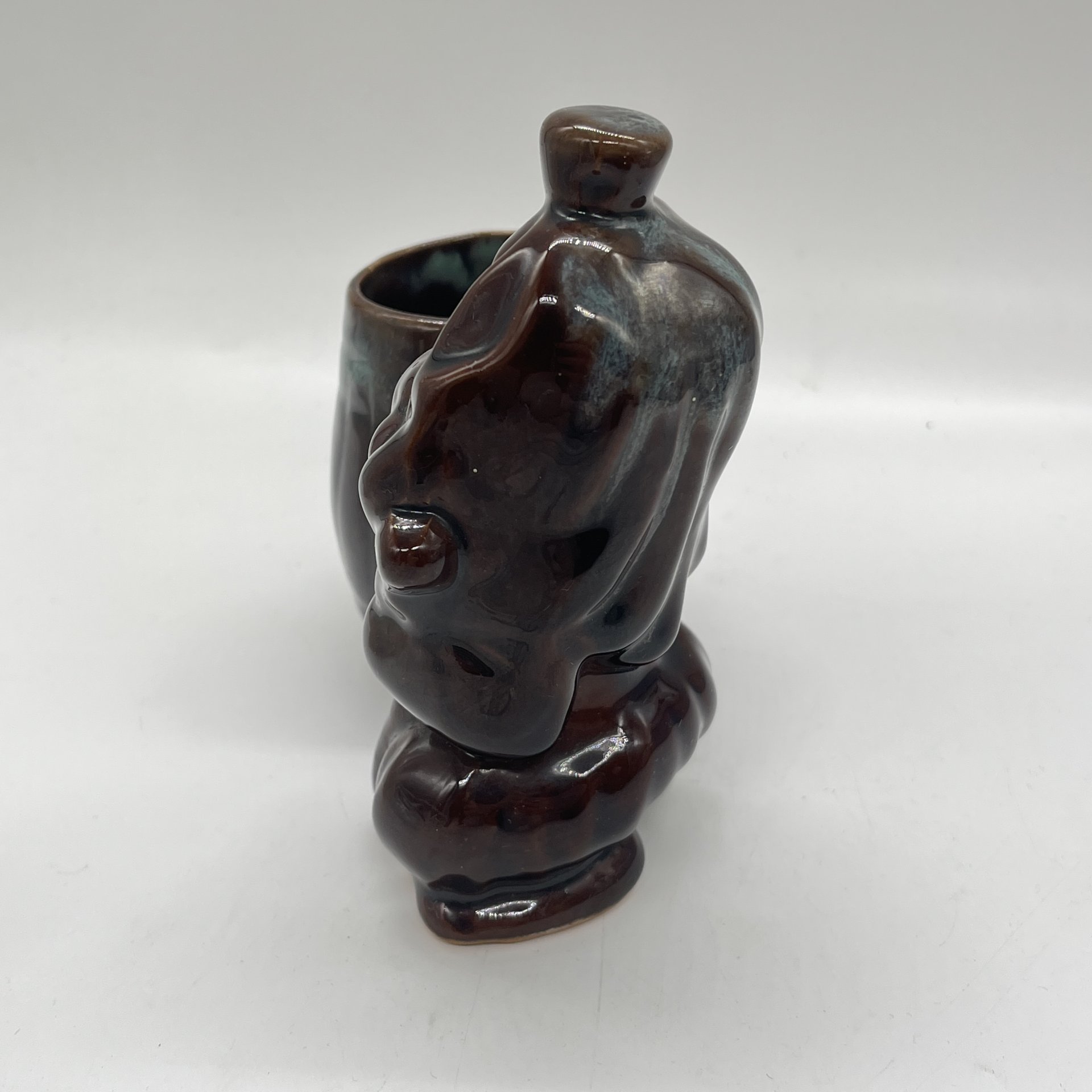 Карандашница "Лесной старичок", керамика, глазурь, цветные поливы, СССР, 1970-1990 гг.