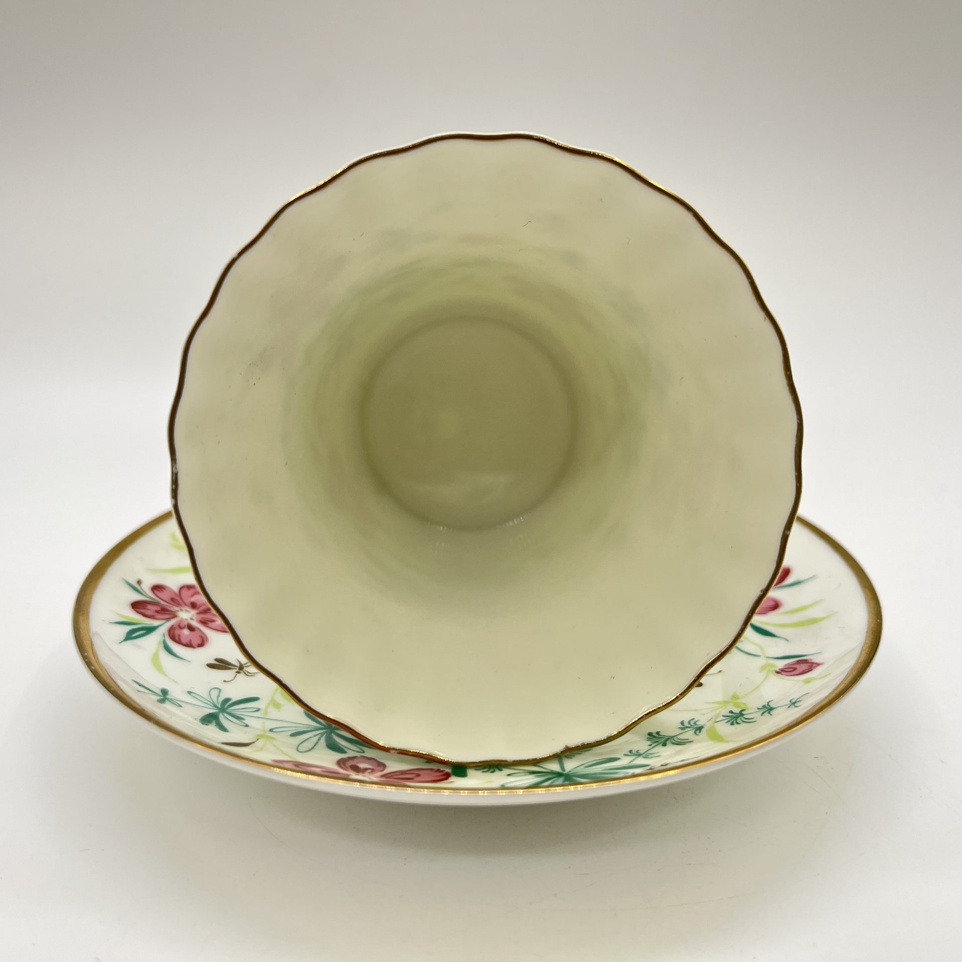 Пара кофейная "Комарики" (форма "Одуванчик"), в подборе, фарфор, деколь, золочение, Ленинградский фарфоровый завод (ЛФЗ), СССР, 1970-1990 гг.