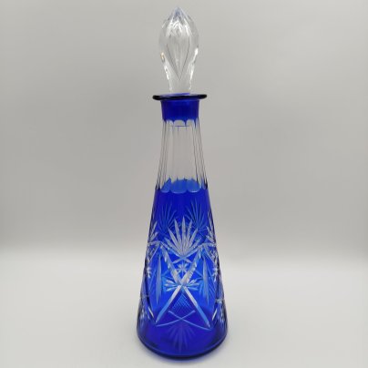Штоф синего оттенка, стекло, нацвет, алмазная грань, СССР, 1960-1980 гг.