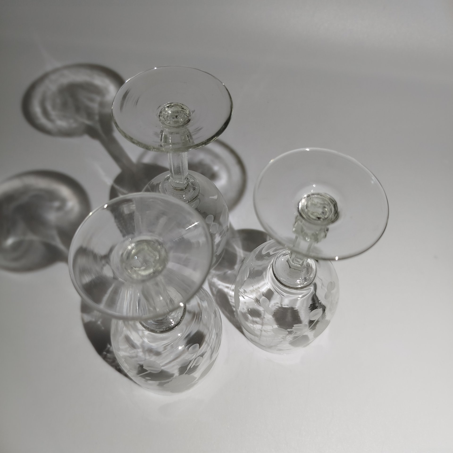 Набор рюмок "Вишни" на 3 персоны, хрусталь, гравировка, СССР, 1970-1990 гг.