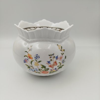 Ваза-подставка для цветов (роуз-боул, rose-bowl), компания Aynsley, фарфор, деколь, сплав металлов, Великобритания, 1990-2020 гг.