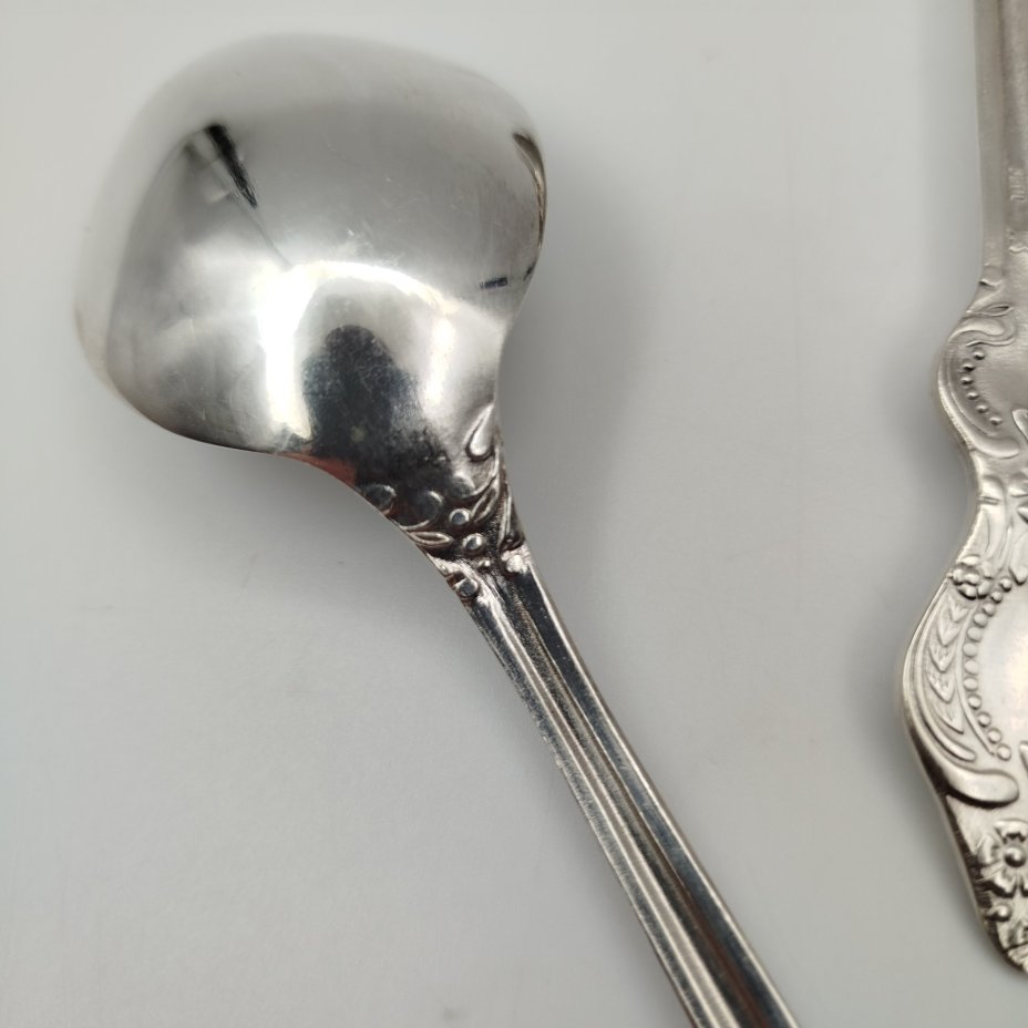 Нет фото.Набор из 10-ти столовых ложек, украшенных растительным декором