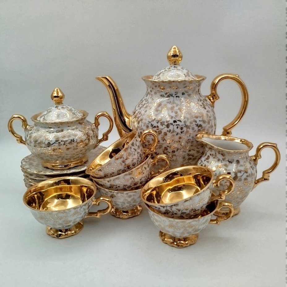 Сервиз кофейный с цветочным декором на 6 персон (15 предметов), Bareuther & Co.