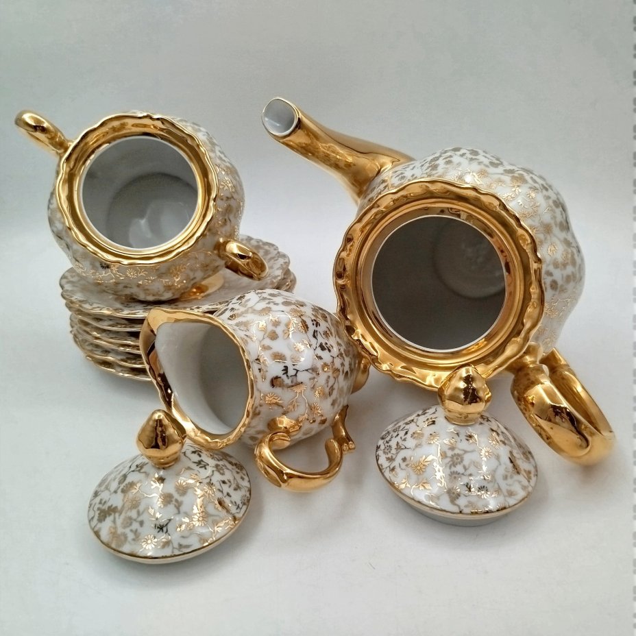 Сервиз кофейный с цветочным декором на 6 персон (15 предметов), Bareuther & Co.