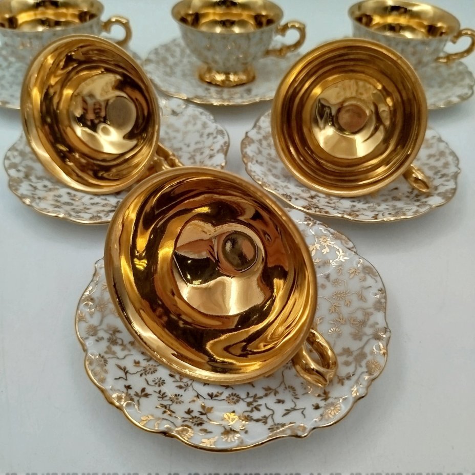Сервиз кофейный с цветочным декором на 6 персон (15 предметов), Bareuther & Co.