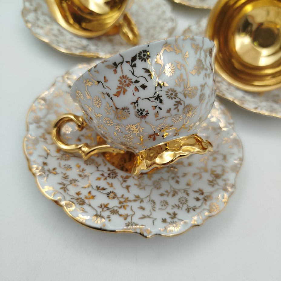Сервиз кофейный с цветочным декором на 6 персон (15 предметов), Bareuther & Co.