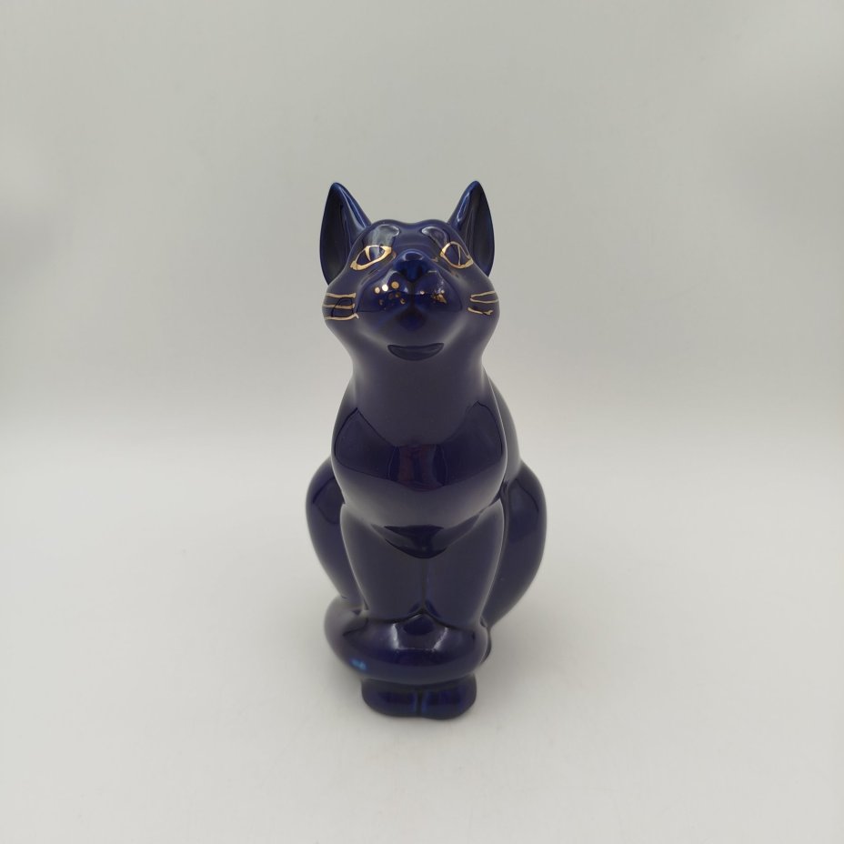Копилка "Кошка", фарфор, крытье, золочение, Бронницкий завод фарфоровых изделий «Возрождение», СССР, 1980-1990 гг.