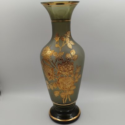 Ваза (большая) с цветочным декором, стекло, золочение, Bohemia Crystal (Bohemia Glass), Чехия, 1990-2010 гг., Bohemia Crystal (Bohemia Glass)