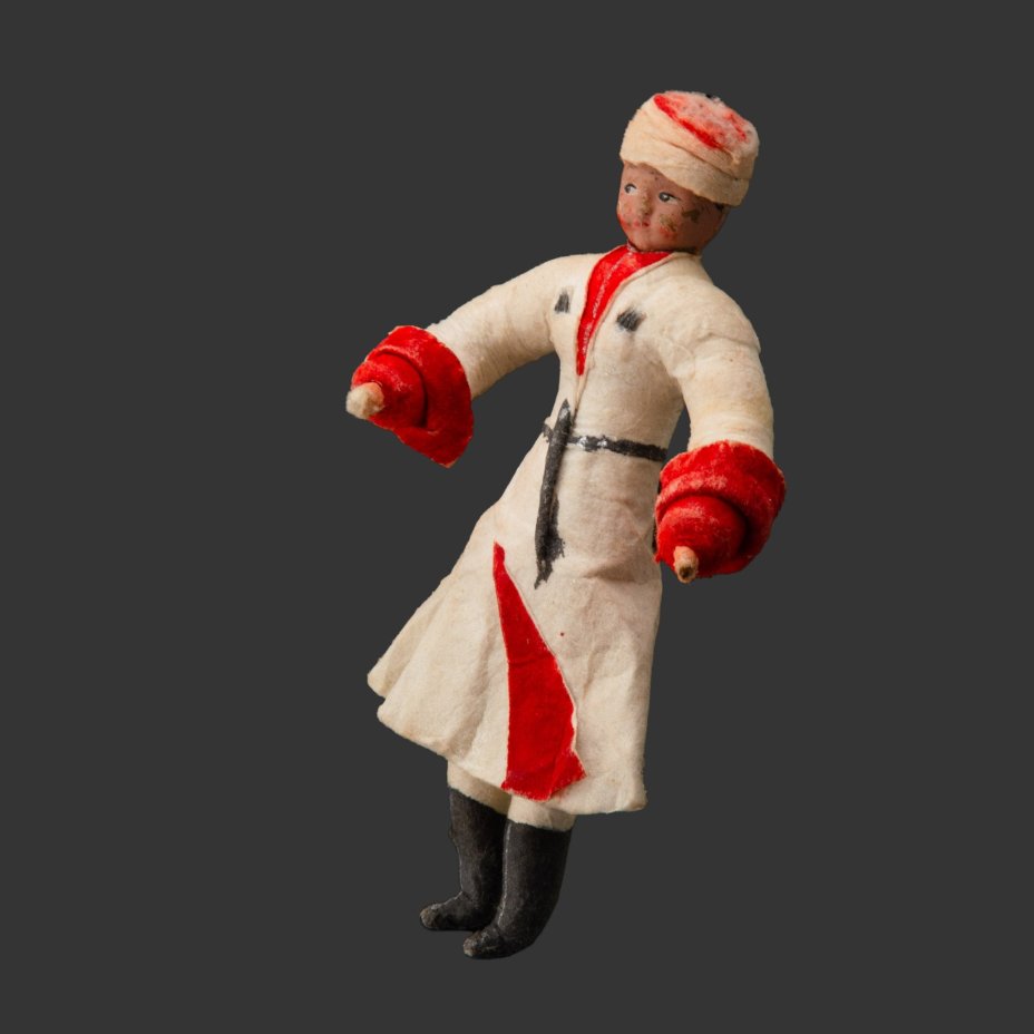 Ёлочная игрушка "Кавказец", вата, роспись, СССР, 1930-1950 гг.