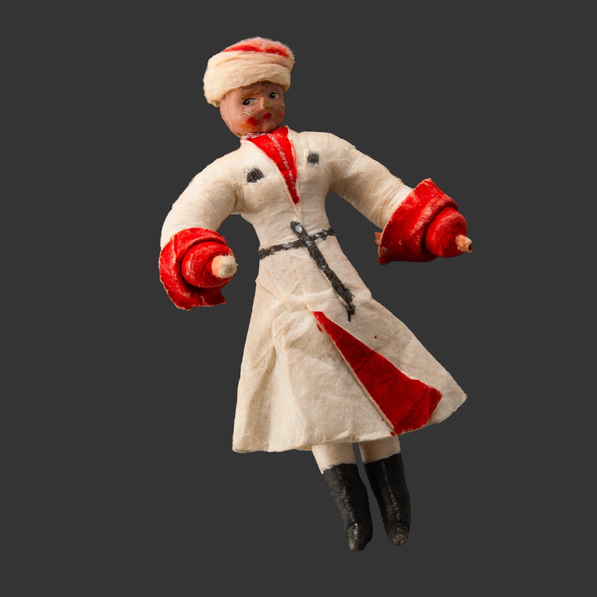 Ёлочная игрушка "Кавказец", вата, роспись, СССР, 1930-1950 гг.