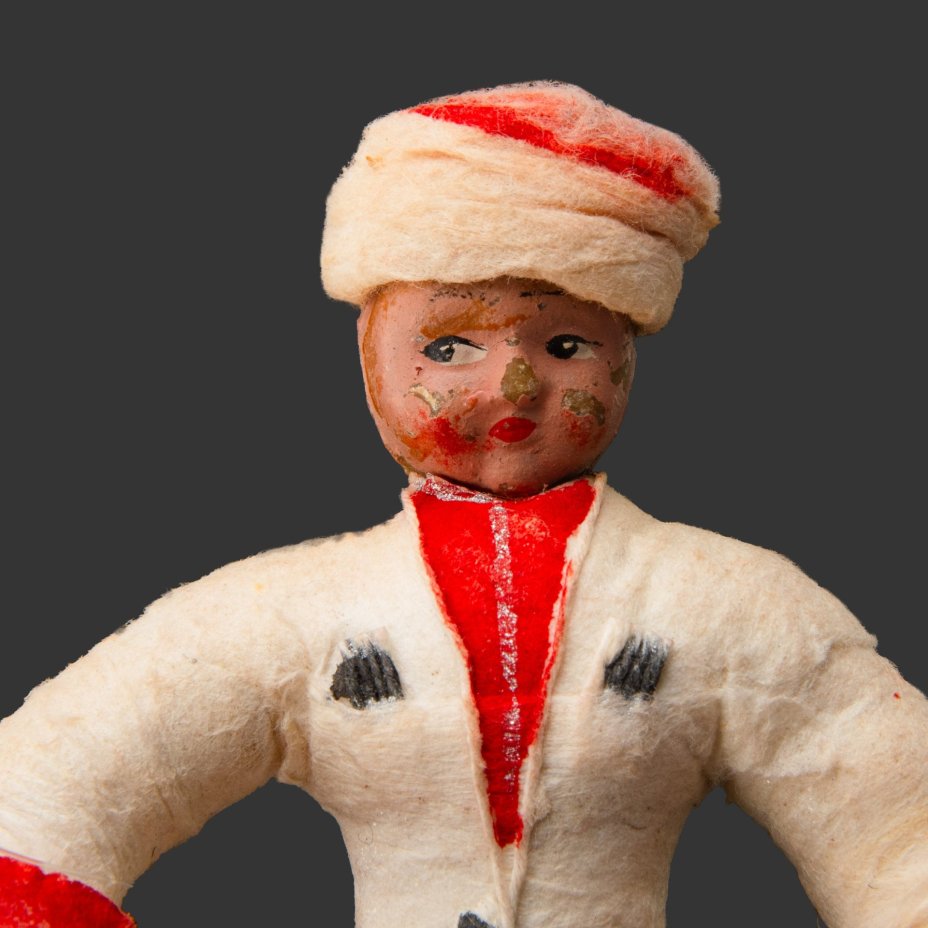 Ёлочная игрушка "Кавказец", вата, роспись, СССР, 1930-1950 гг.