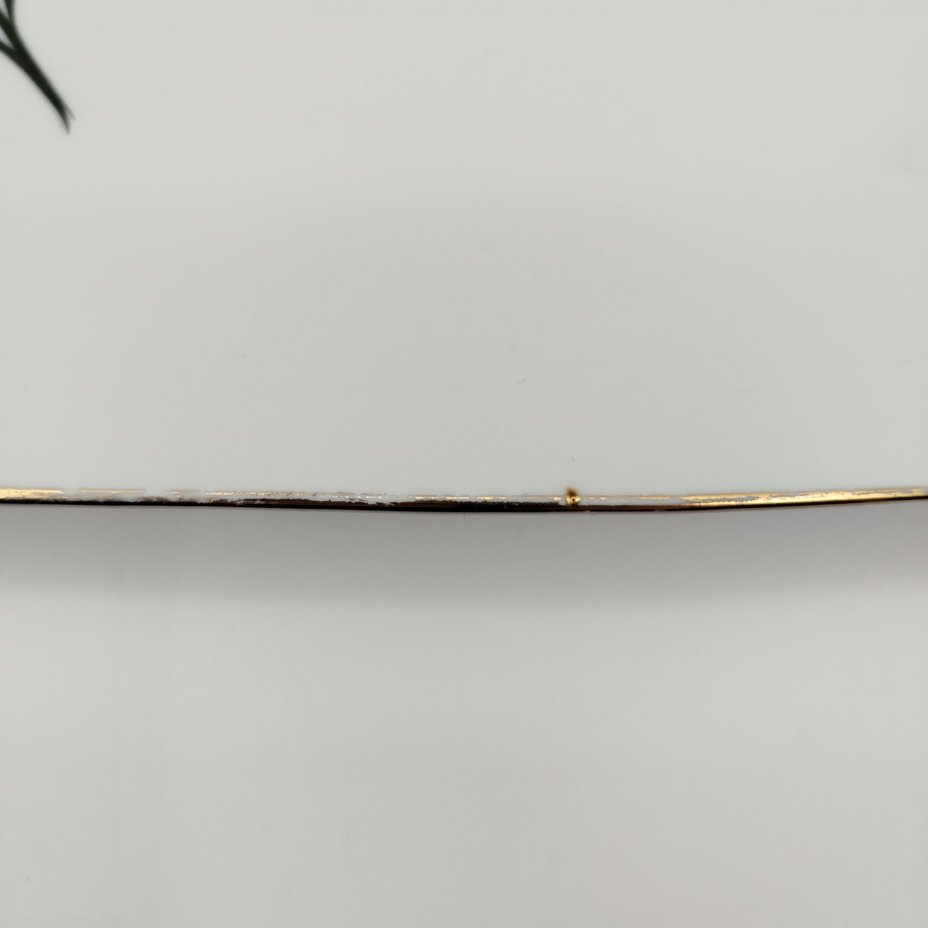 Блюдо вытянутой формы с изображением розы, фарфор, деколь, золочение, Kahla, ГДР, 1968-1987 гг.