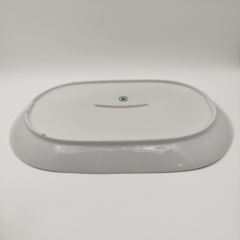 Блюдо вытянутой формы с изображением розы, фарфор, деколь, золочение, Kahla, ГДР, 1968-1987 гг.