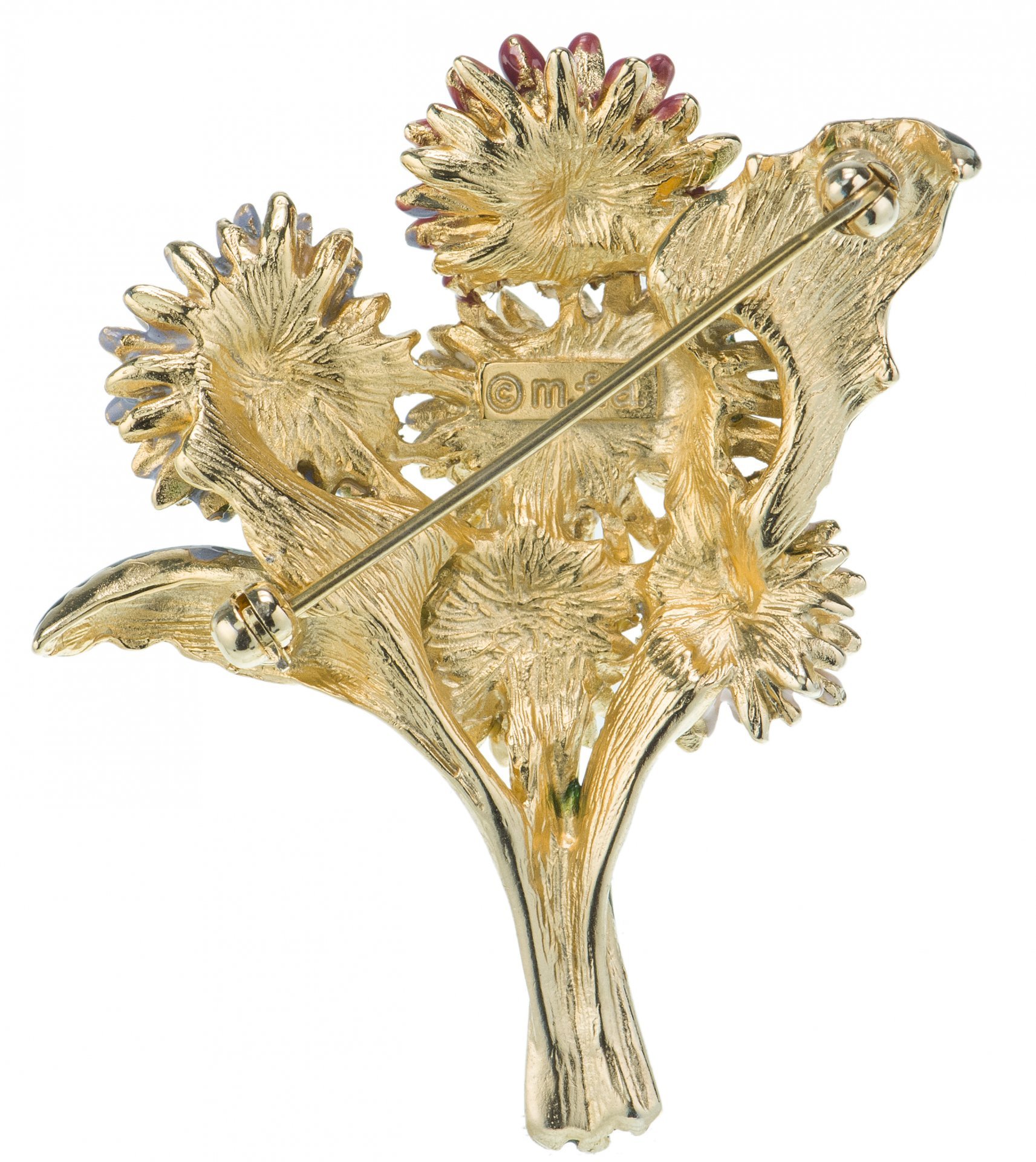 Брошь винтажная коллекционная "Цветы", ювелирный сплав, эмаль, MFA (MUSEUM OF FINE ARTS), США, 1980-1990 гг.