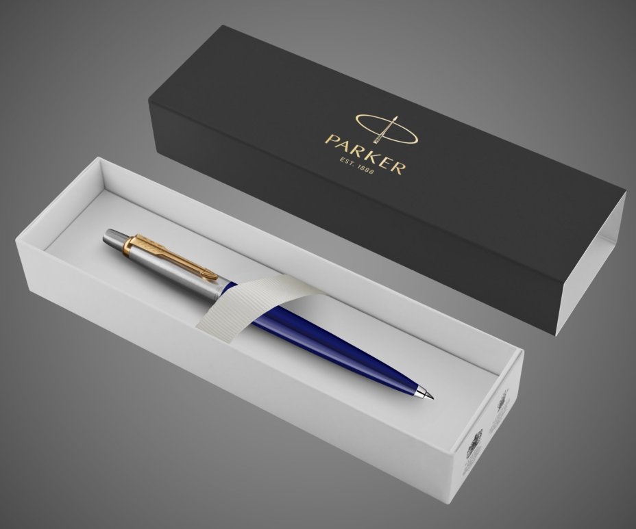 Шариковая ручка Parker Jotter K160, цвет: Blue/GT, стержень: M, цвет чернил: blue, в подарочной упаковке., Металлы: латунь, металл, пластик