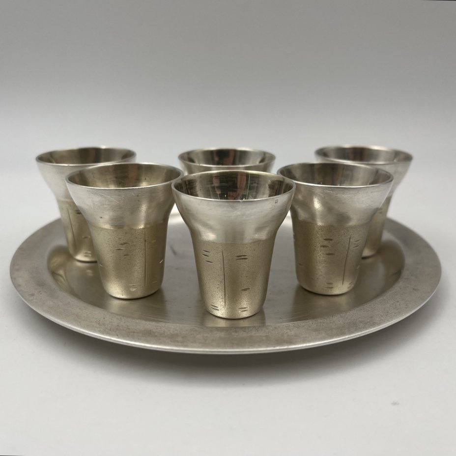 Набор для крепких напитков на подносе "Березка" на 6 персон