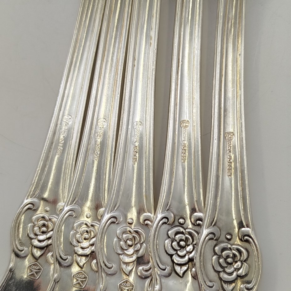 Набор из 5 столовых вилок "Серебряная роза"