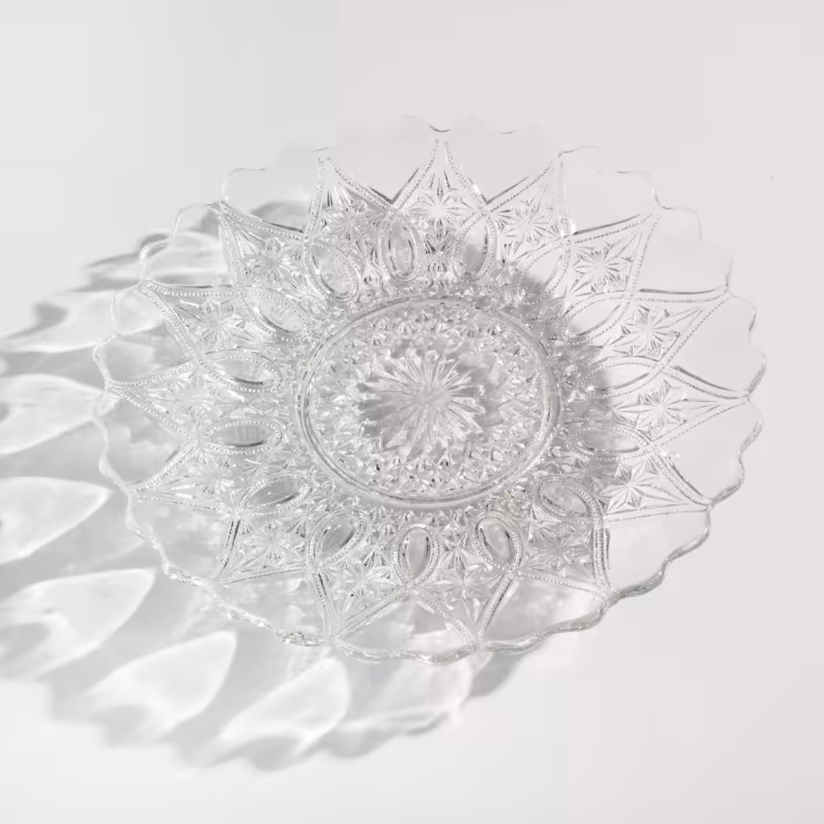 Блюдо с рельефным декором, стекло, СССР, 1940-1960 гг.