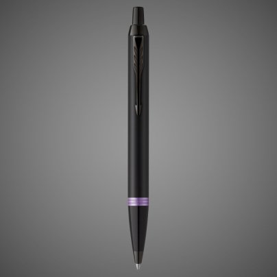Шариковая ручка Parker IM Vibrant Rings Flame Amethyst Purple, стержень: Mblue, в подарочной упаковке., Лаки и смолы: лак, латунь