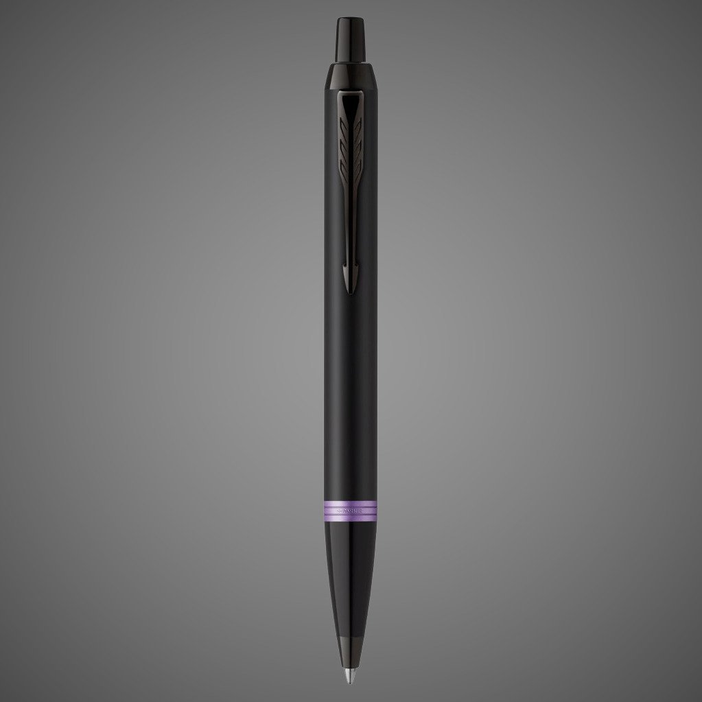 Шариковая ручка Parker IM Vibrant Rings Flame Amethyst Purple, стержень: Mblue, в подарочной упаковке., Лаки и смолы: лак, латунь