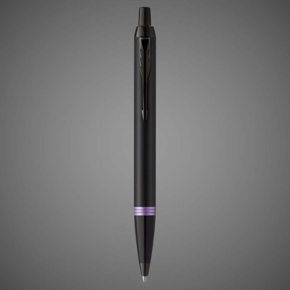 Шариковая ручка Parker IM Vibrant Rings Flame Amethyst Purple, стержень: Mblue, в подарочной упаковке., Лаки и смолы: лак, латунь