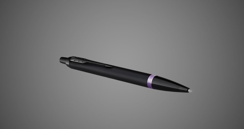 Шариковая ручка Parker IM Vibrant Rings Flame Amethyst Purple, стержень: Mblue, в подарочной упаковке., Лаки и смолы: лак, латунь