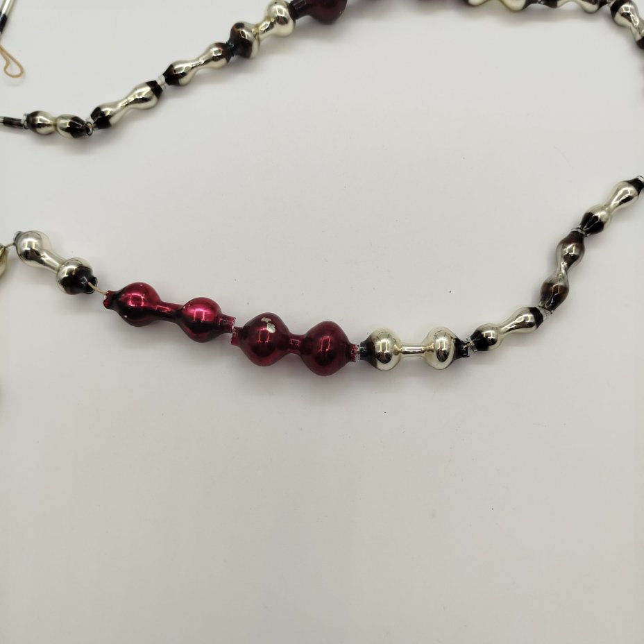 Набор из четырех бус на ёлку, стекло, стеклярус, Завод «Лаборприбор», СССР, 1950-1980 гг.