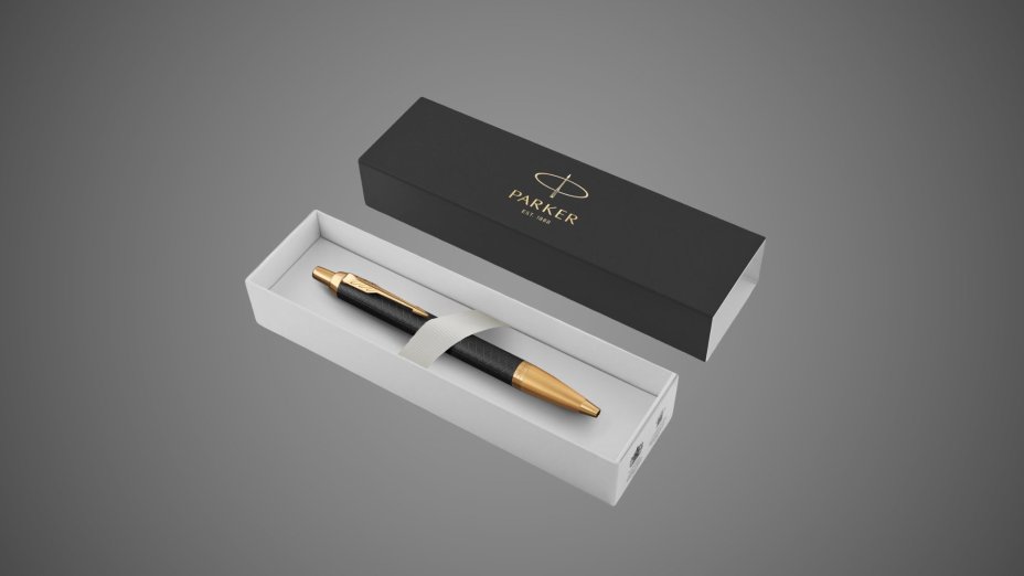 Шариковая ручка Parker IM Premium Black GT, стержень: M, цвет чернил: blue, в подарочной упаковке., Металлы: латунь, позолота, позолота