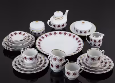 Сервиз чайный с цветочным декором, серия "Eleganz" на 5 персон (25 предметов), Weimar Porzellan (Веймарский фарфор)
