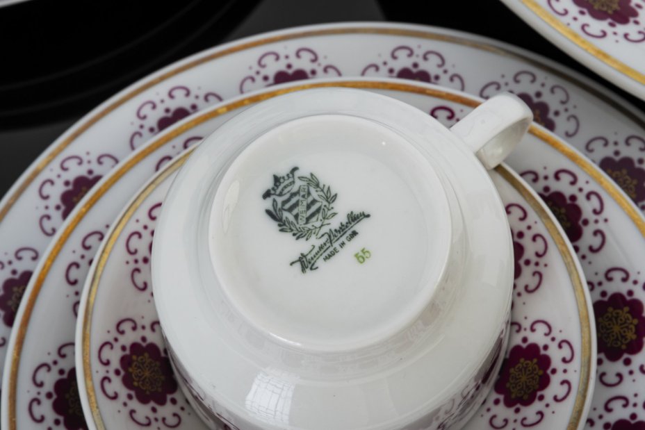 Сервиз чайный с цветочным декором, серия "Eleganz" на 5 персон (25 предметов), Weimar Porzellan (Веймарский фарфор)