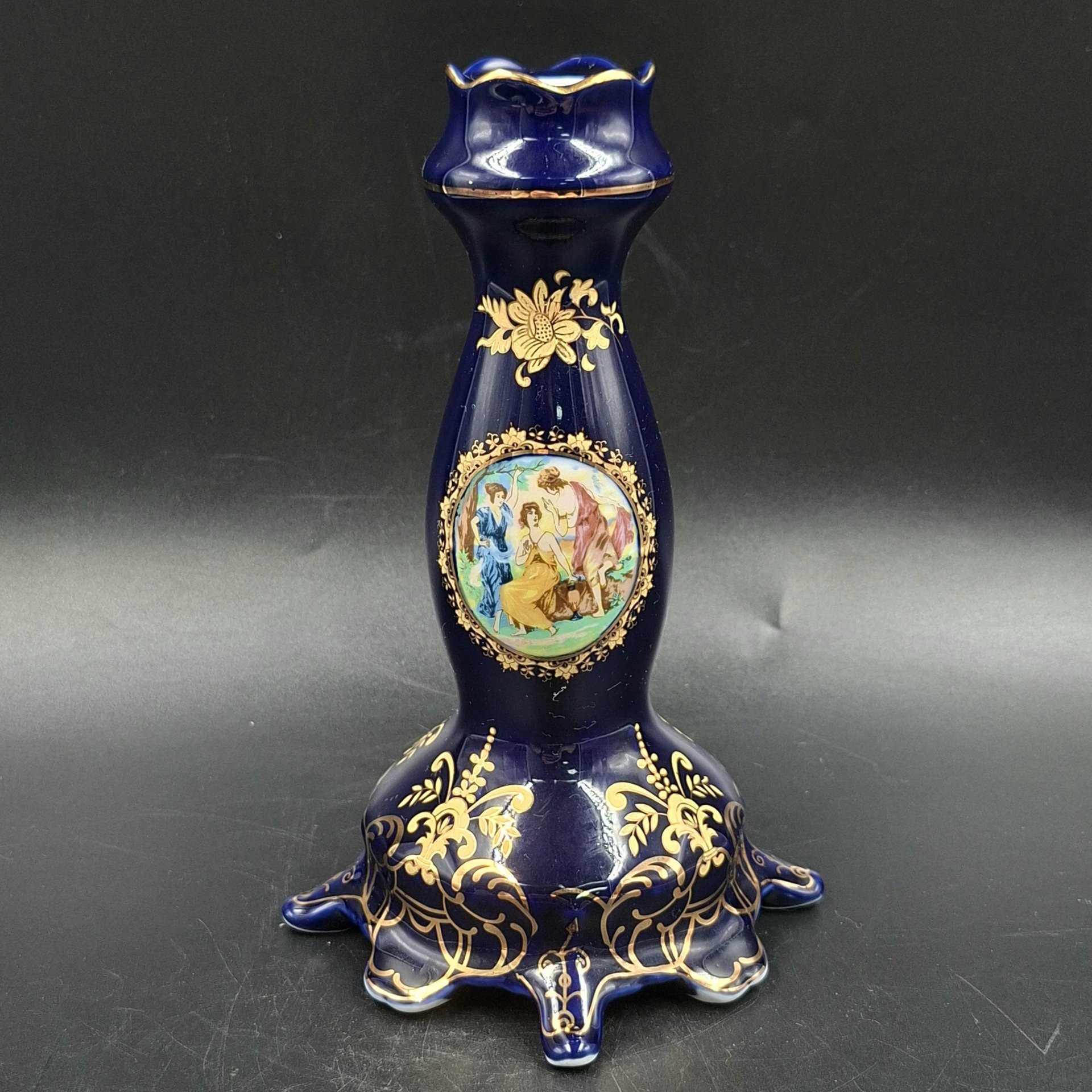 Подсвечник "Мадонна" на одну свечу, фарфор, крытье кобальтом деколь, золочение, Moritz Zdekauer (MZ), Чехия, 1993-2010 гг.