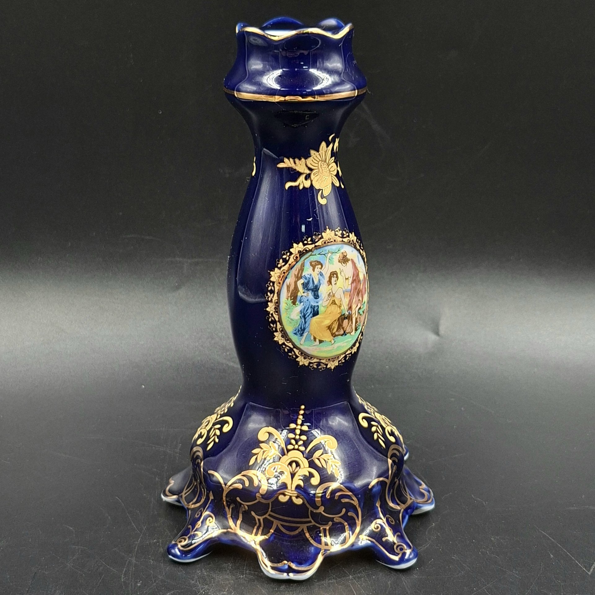 Подсвечник "Мадонна" на одну свечу, фарфор, крытье кобальтом деколь, золочение, Moritz Zdekauer (MZ), Чехия, 1993-2010 гг.