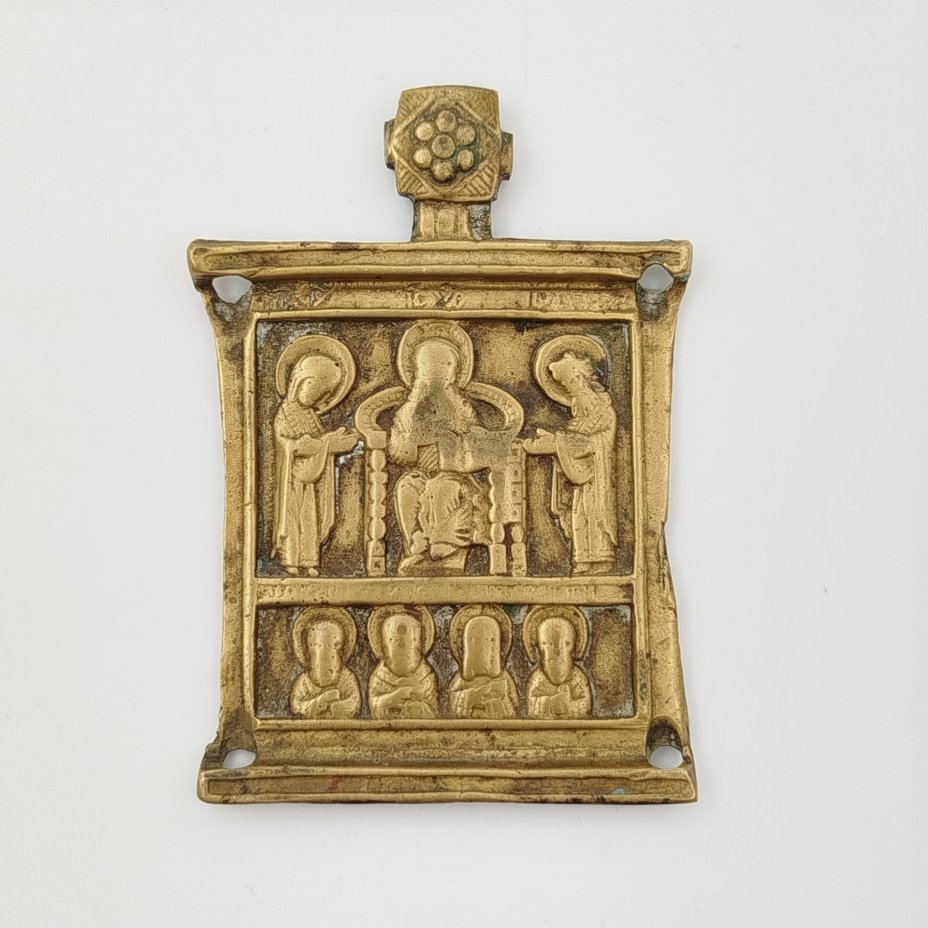 Часть складня (центральная) "Деисус" с избранными святыми и оглавием "Спас Нерукотворный"