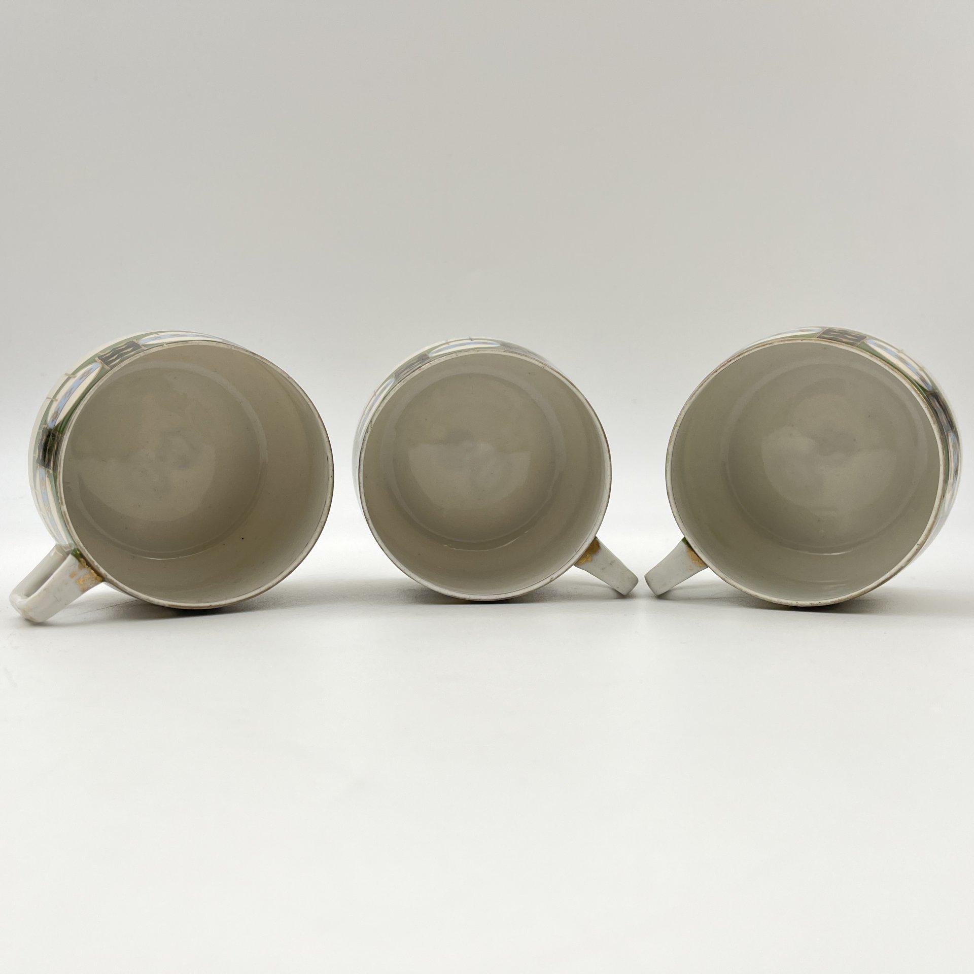 Набор чашек с геометрическим декором на 3 персоны, Дмитровский фарфоровый завод (ДФЗ Вербилки)